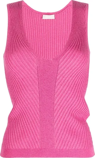 ribbed-knit V-neck gilet