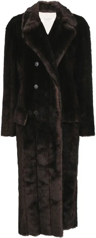 Faux-Fur Double-Breasted Coat