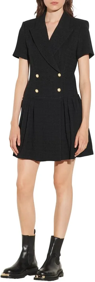 Double Breasted Fit & Flare Knit Minidress