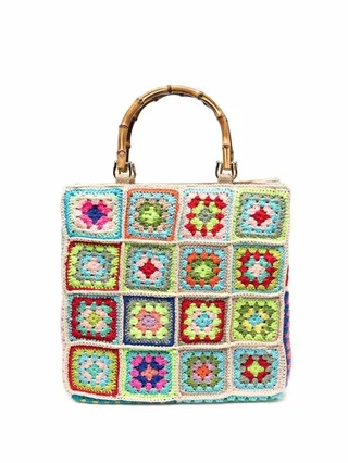 Crochet-Panel Tote Bag