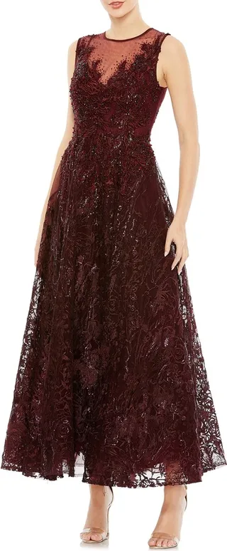 Sequin Embroidery A-Line Gown