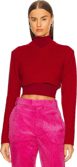 Patton Micro Cropped V Neck Sweater