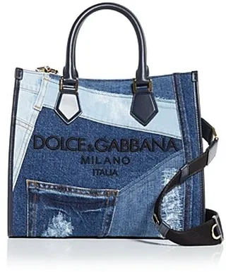 Dolce & Gabbana Denim Shopper with Embroidered Logo