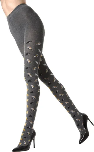 MeMoi Women's Pretty Kitties Reinforced Toe Sweater Tights