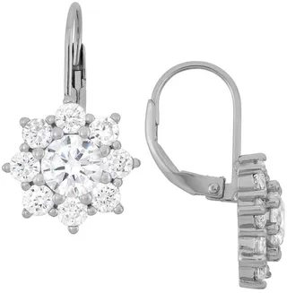Sterling Silver Round-cut Snowflake CZ Stud Earrings