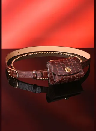 Textured Belt with Mini Pouch