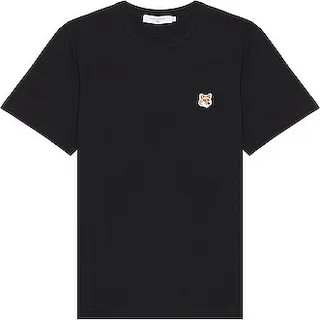 Maison Kitsune Fox Head Patch Classic Tee in Black