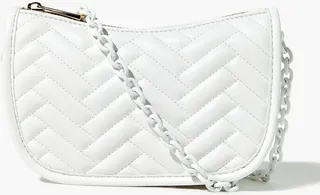 Chevron Quilted Baguette Shoulder Bag