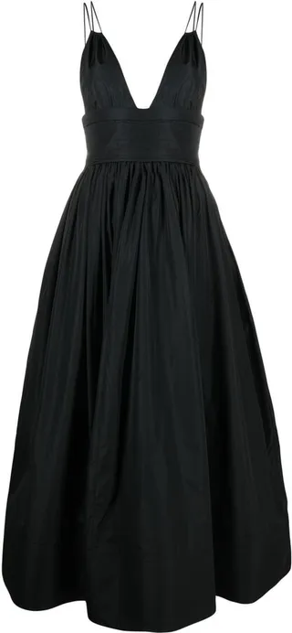V-neck A-line midi dress