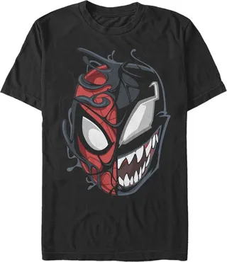Men's Marvel Spider-Man Venom Mask Split T-Shirt - Black - 3X Large