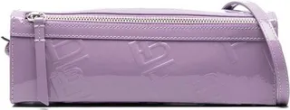 Karo Lilac Patent Shoulder Bag With Embossed Logo All-over In Leather Woman
