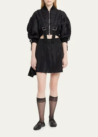 Cropped Bomber Jacket with Adjustable Sliders