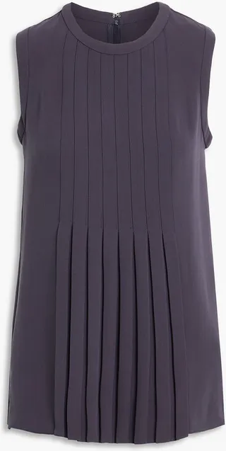 Pleated silk-crepe blouse