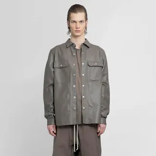 Rick Owens Man Grey Leather Jackets