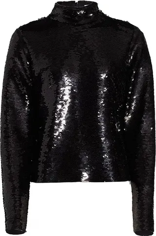 Sequined Turtleneck Top