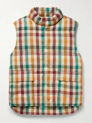 Walker Checked Linen and Wool-Blend Gilet