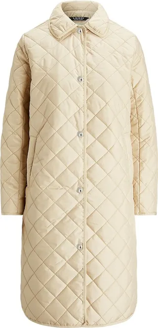 Long Quilted Jacket Down Jacket Sand
