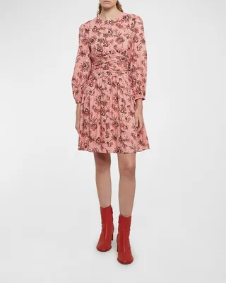 Amelia Floral Gathered Mini Dress