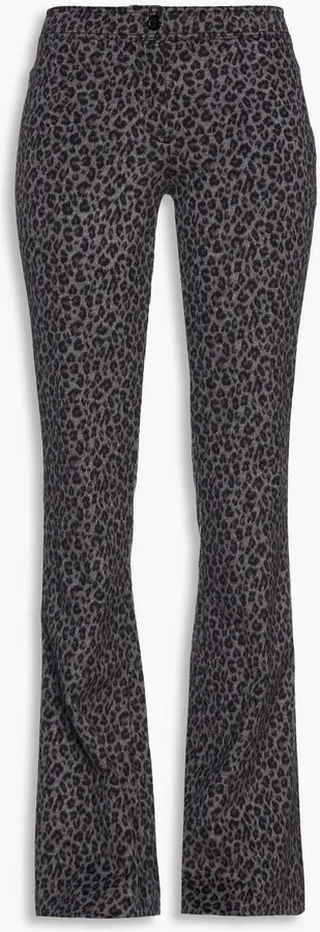 Deanne leopard-print brushed cotton and wool-blend flared pants