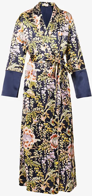 Womens Florens Capability Floral-print Silk Robe
