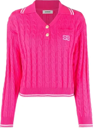 Cable-Knit Polo Shirt