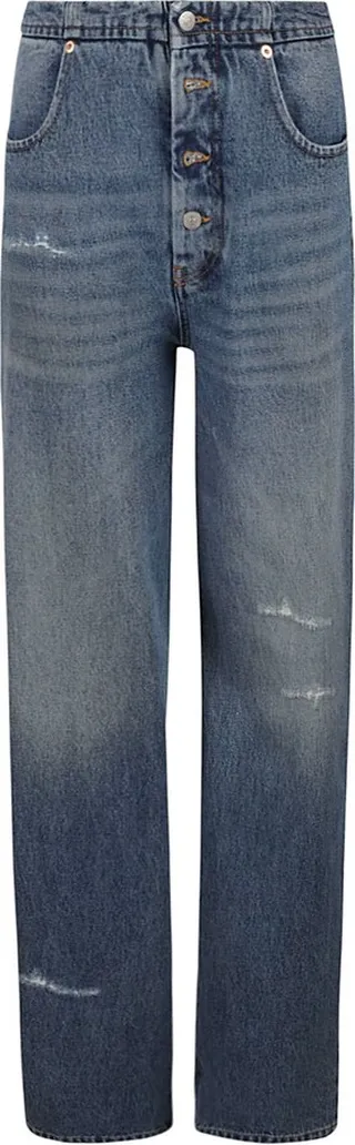 Distressed Detail Buttoned Jeans