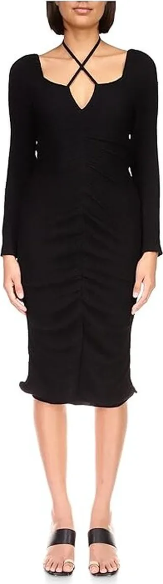 Sanctuary Halter Midi Knit Dress (Black) Women's Clothing