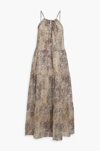 Tiered printed cotton-voile maxi dress