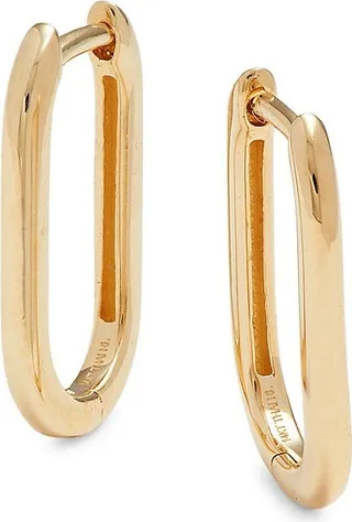 14K Yellow Gold Huggie Hoop Earrings