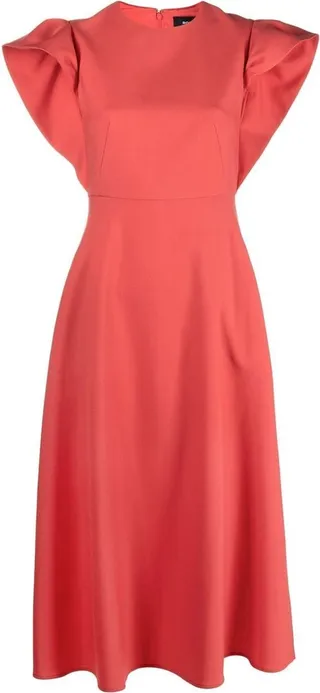 Wide-Sleeve Midi Dress