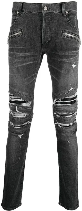 Ripped-Detailing Slim-Fit Jeans