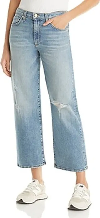 Ramy Brook Angela High Rise Ripped Ankle Jeans in Distressed Light Wash