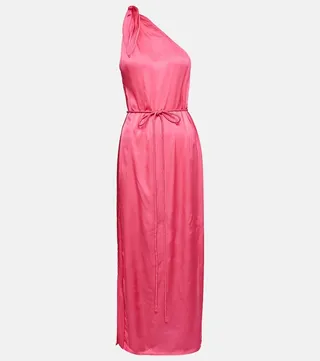 Isabelle one-shoulder satin kaftan