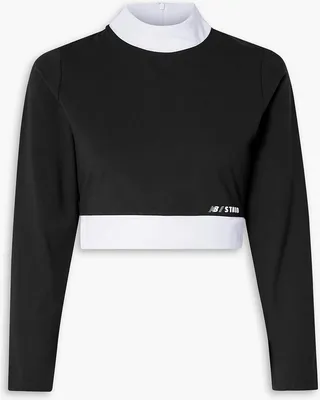 + New Balance cropped two-tone stretch top