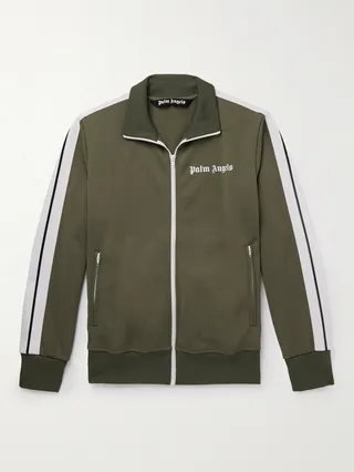 Slim-Fit Logo-Print Striped Shell Track Jacket