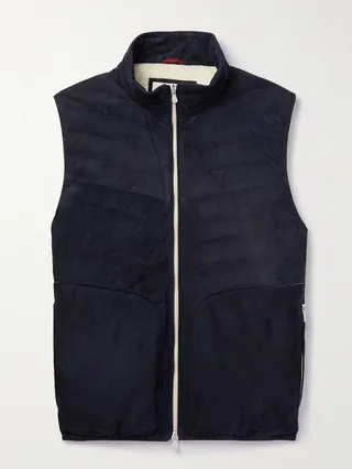 Quilted Suede Down Gilet