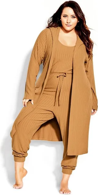 CITY CHIC | Women's Plus Size Ella Robe - Caramel - 14W