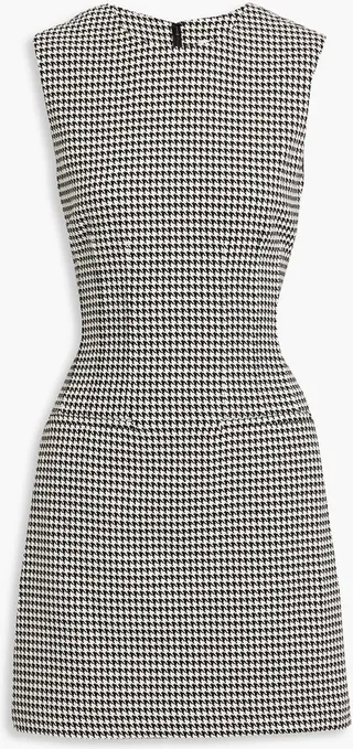 Metallic houndstooth cotton-blend tweed mini dress
