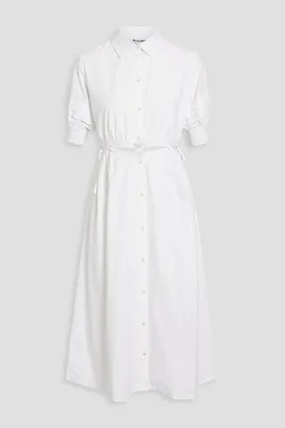 Merla cutout pleated cotton midi dress