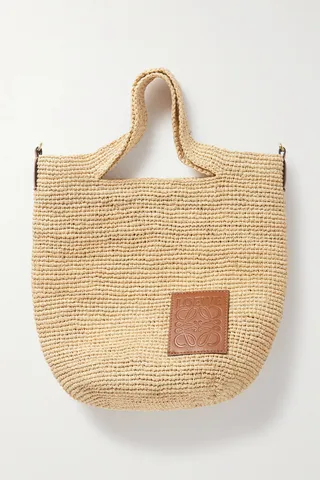 Loewe - + Paula's Ibiza Slit Mini Leather-trimmed Raffia Tote - Brown