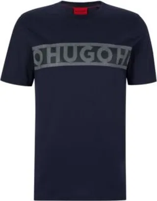 Organic-cotton T-shirt with logo-tape artwork