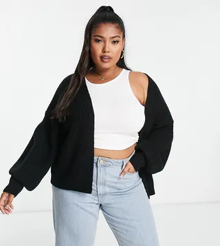 ASOS DESIGN Curve edge to edge cardigan in black