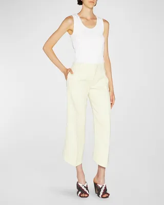 Cropped Wool Flare Trouser Pants
