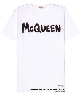 Alexander McQueen Graffiti Print T-Shirt in White