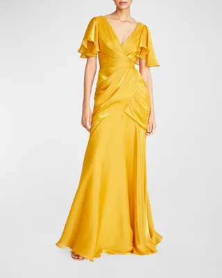 Tamara Flutter-Sleeve Gown