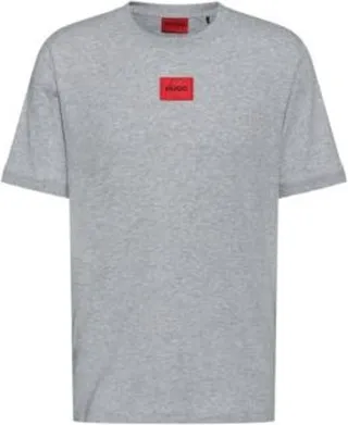 Regular-fit cotton T-shirt with red logo label