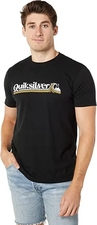 Quiksilver All Lined Up Short Sleeve Tee (Black) Men's Clothing