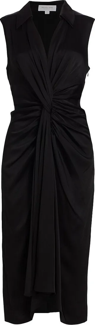 Draped Charmeuse Midi-Dress