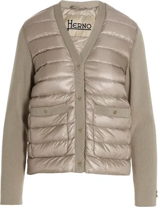 Herno V-Neck Panelled Quilted Padded Jacket
