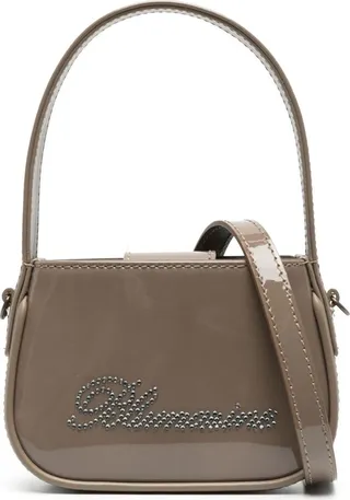 Brown Crystal-Logo Leather Mini Bag